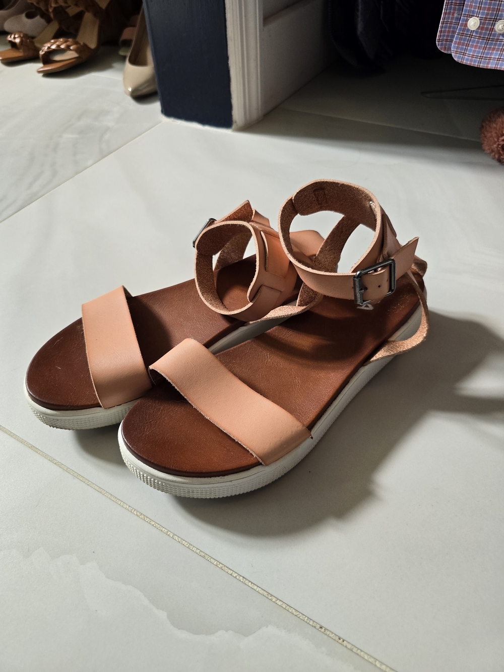MIA Peach Ankle-Strap Platform Sandals